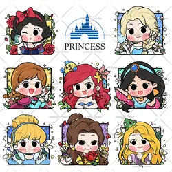 Cute Cartoon Disney Princess Iron on Transfers Heat Transfer Vinyl Stickers For Girls T-shirt Thermal Patches For Clothes Decor