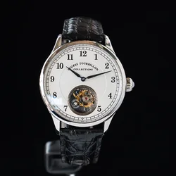 Sugess Genuine Tourbillon Men Watch Sugess Original movement ST8000 mechanical watch Silver wristwatches 2x Leather Band 2023