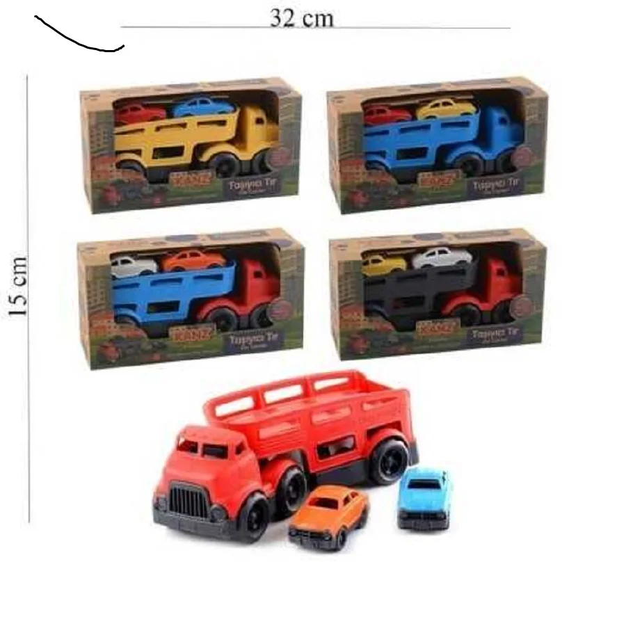 Kanz car taşıyıcısında 4 piece set detachable trailer cabin and rampası, 3 different color car inside