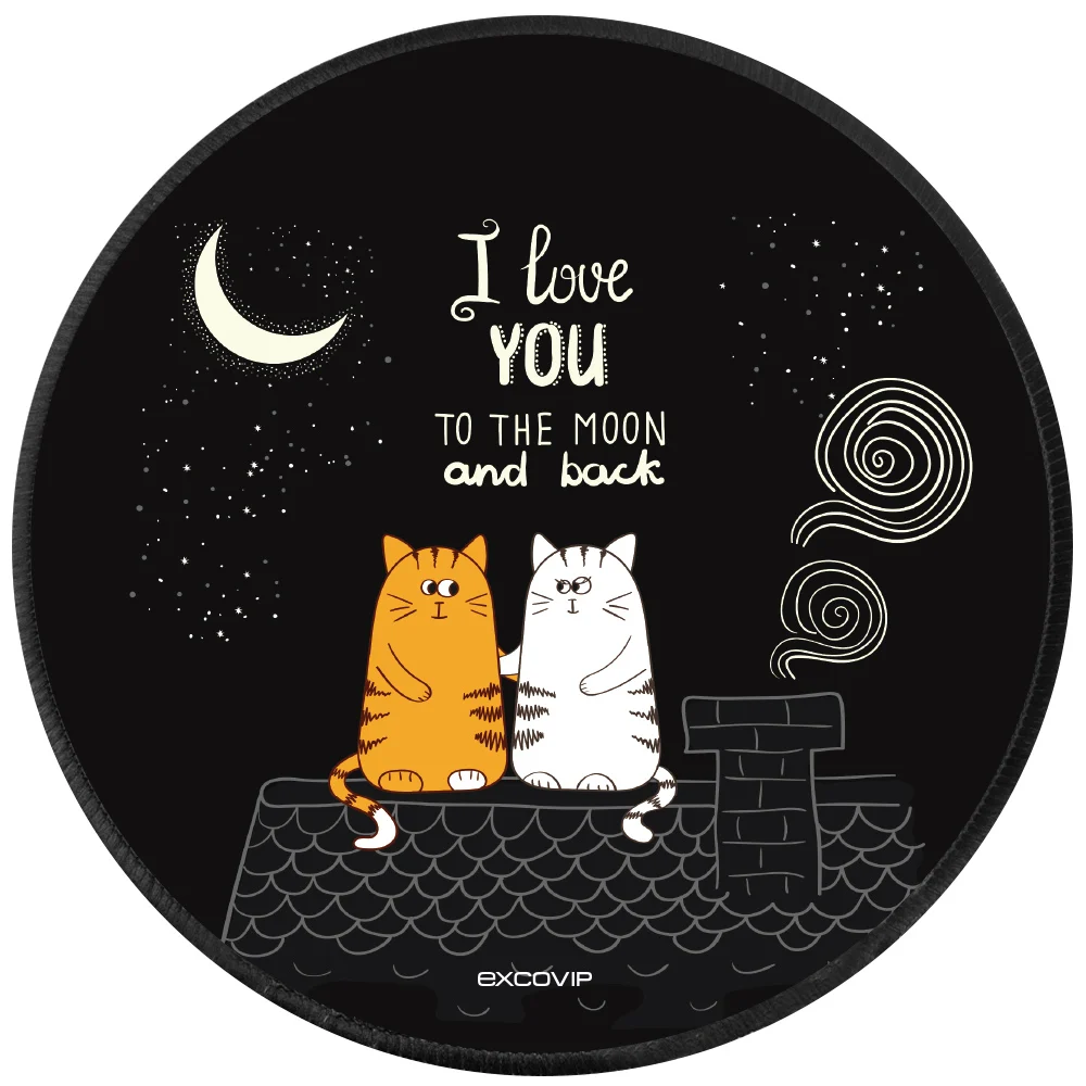 EXCO Couple Cats Gaming Mouse Pad Round Mousepad Durable Non-slip Rubber Mouse Mat Waterproof Computer Game Mouse Mat 22*22 cm