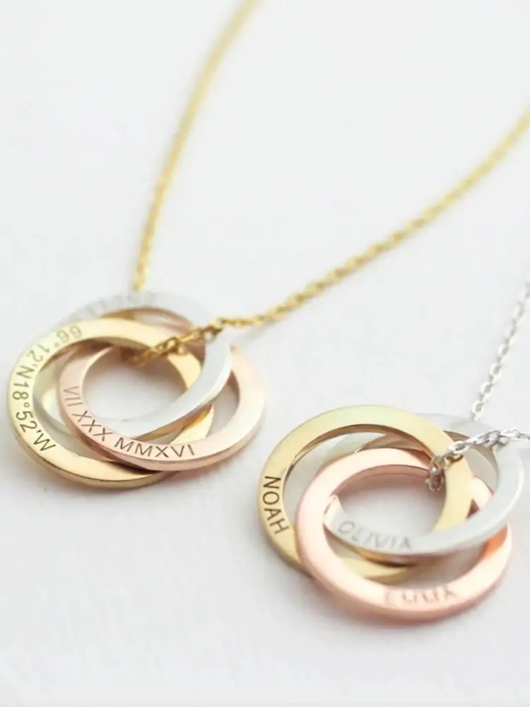 Personalisierte Link Halskette Familie Halskette Benutzerdefinierte Kind Name Ring 3 Farben Eternity Halskette Geschenk für Mutter – Detail 6