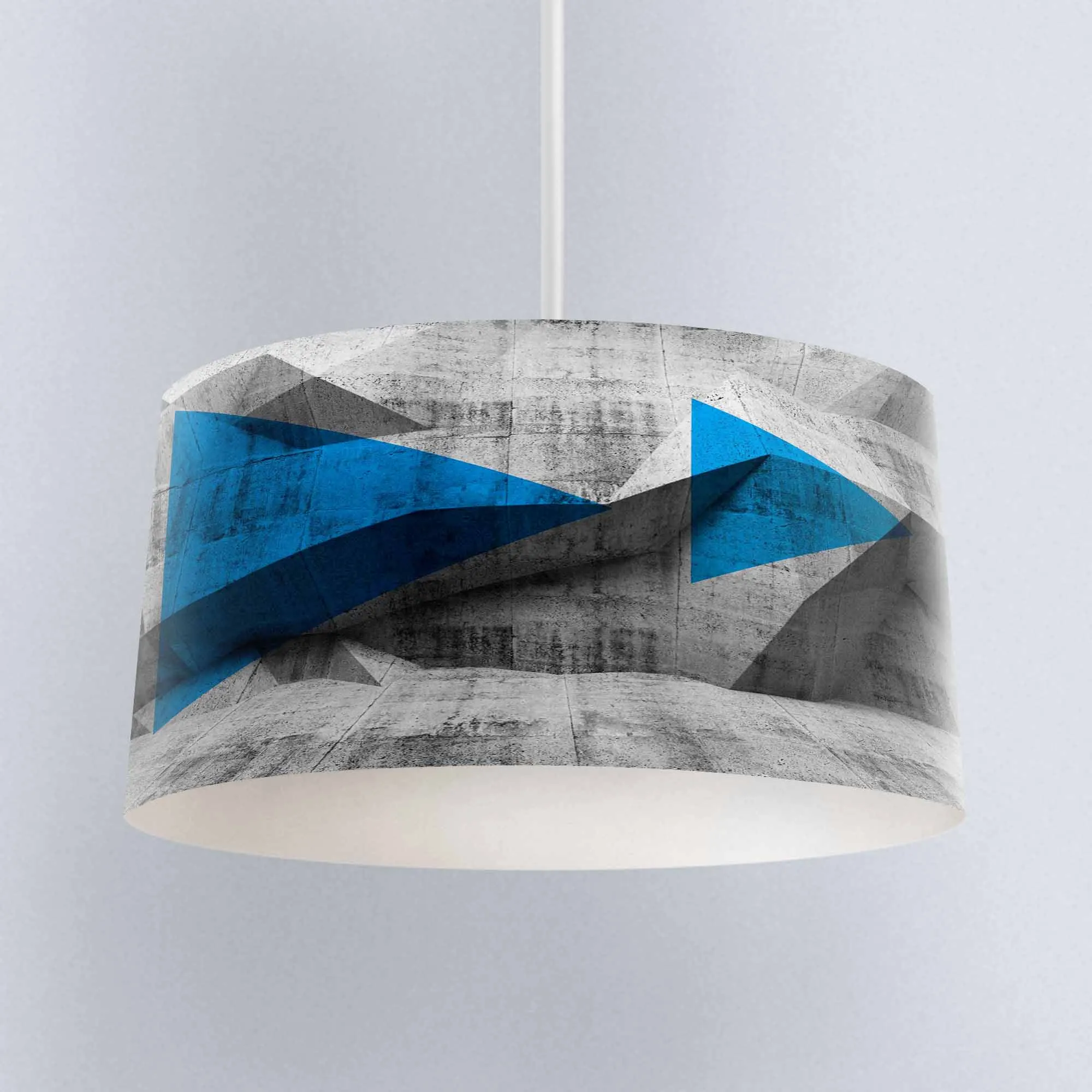 

Else Blue Black Gray Triangles Geometric Digital Printed Fabric Chandelier Lamp Drum Lampshade Floor Ceiling Pendant Light Shade