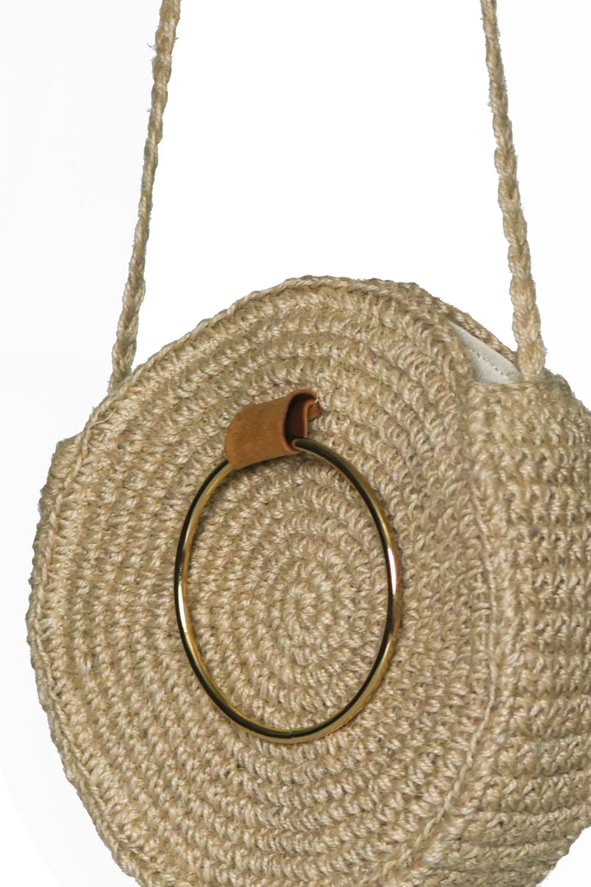 Women's Metal Handle Jute Straw Bag