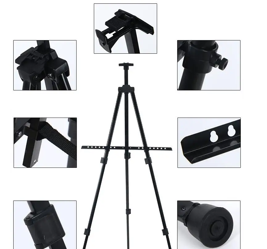 Caballete de Metal portátil ajustable para viaje, caballete de aleación de aluminio, grueso, para dibujo artístico