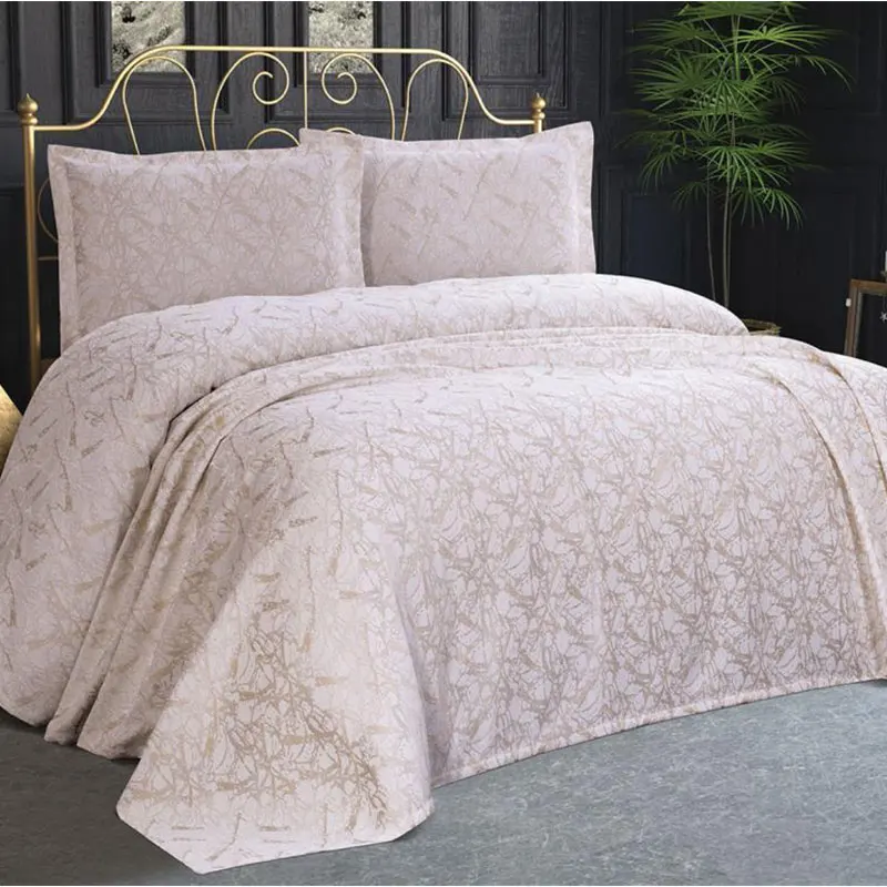 New Collection Special Edition Cotton Fabric Double Bedspread Set Pillowcase 240*260 CM Brown Pink Gray