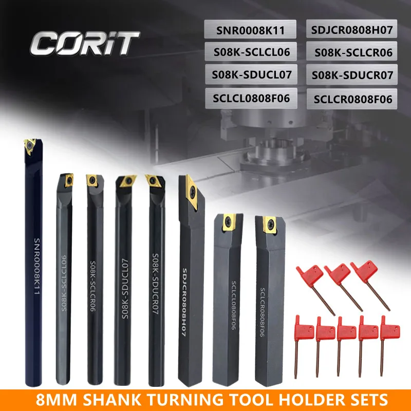 corit conjuntos de mm torno cnc torneamento ferramenta titular chato barra com insercoes e chaves aplicaveis conjunto para torneamento 01