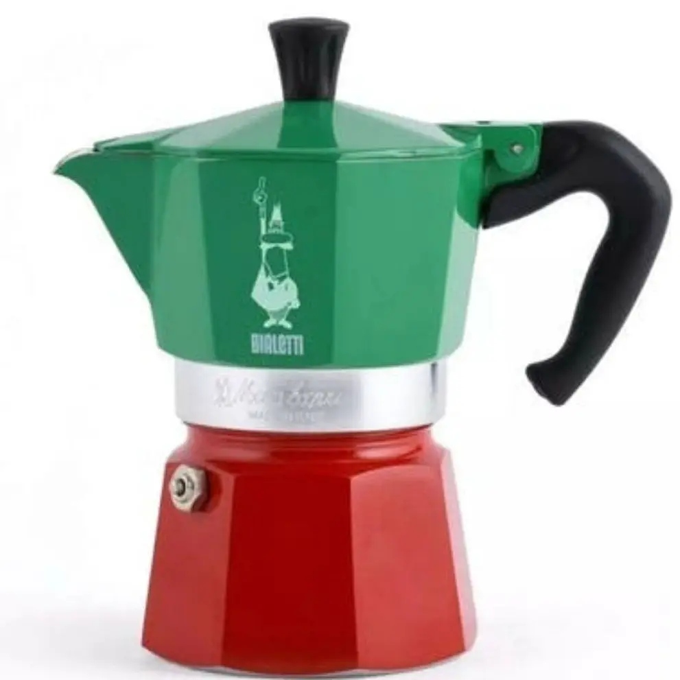 Bialetti Express Italia 3 Cup Tricolore Moka Pot Espresso Percolator Brewer Kitchen Household Outdoor Cafe Tools Aluminum