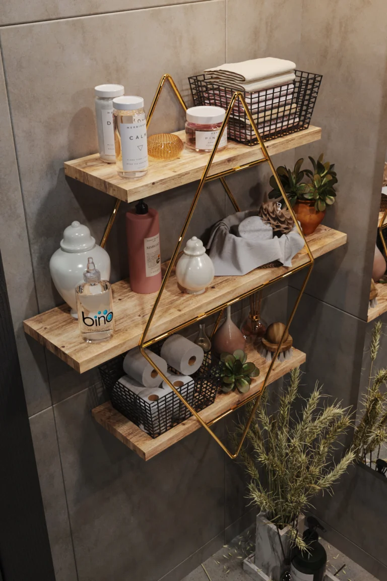 

PRİSM SOLID STAINLESS GOLD ​bookshelf Table Serving Shelf Decorative Disassembled Kitchen Bathroom Organizer massive wood wall