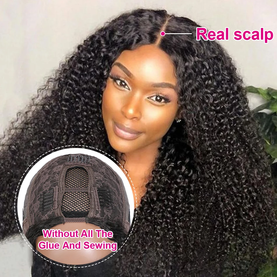 UNICE Hair Kinky Curly U Part Wigs 100% Human Hair Easy Blend Super Natural Sew-in Wig No Glue Mini Leave Out U Shape Wigs