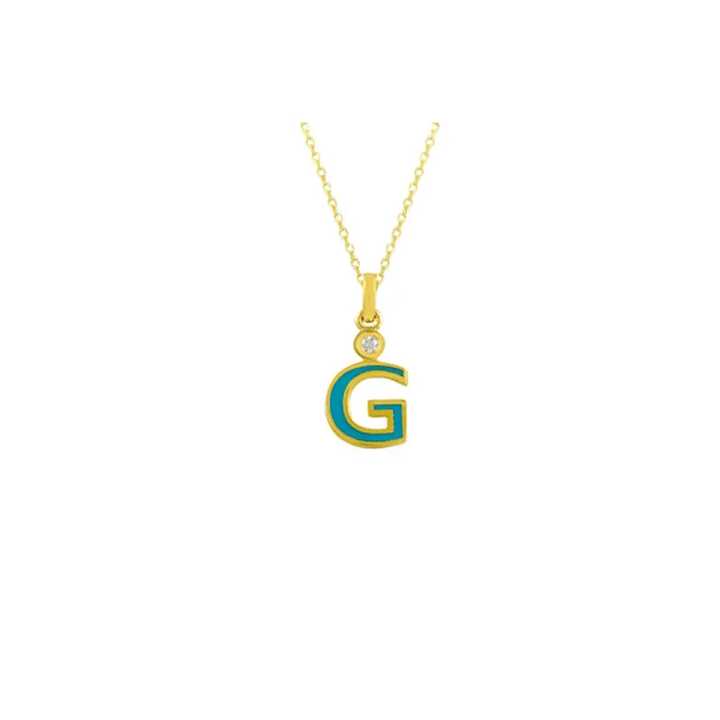 14K Solid Gold Initial Custom G Letter Id Necklace