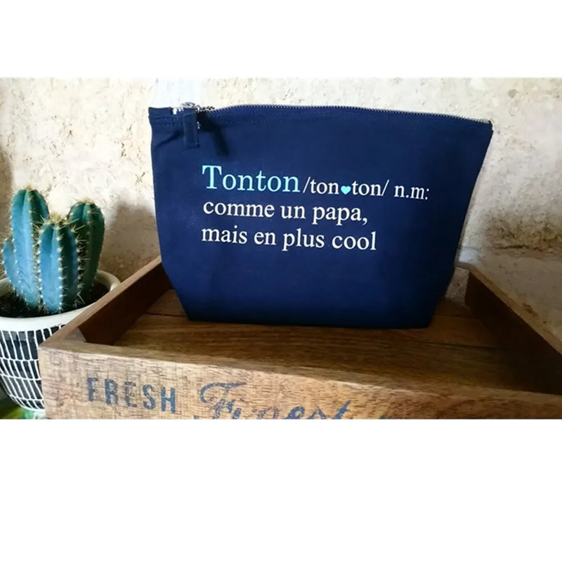 custom wedding thank you gift bags with tassel aunt too cool Makeup Bag Mom ideal gift mistress navy cosmetic bag with your text