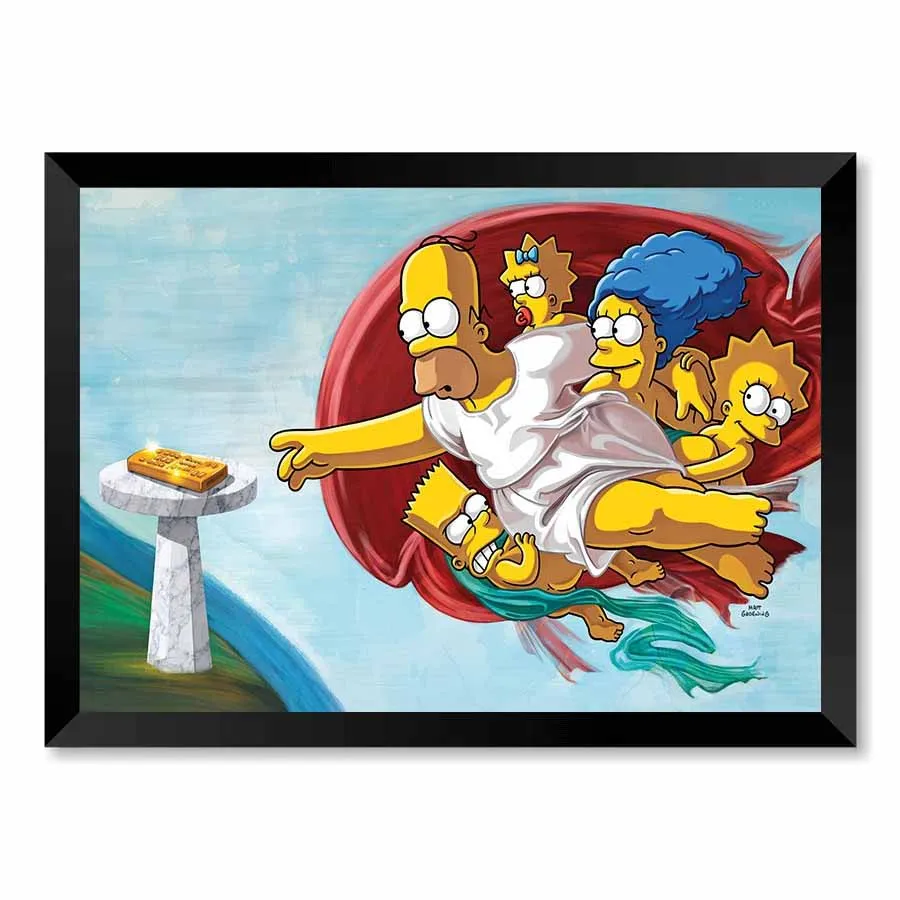 Quadro Homer Simpson Releitura Obra de Arte Com Vidro