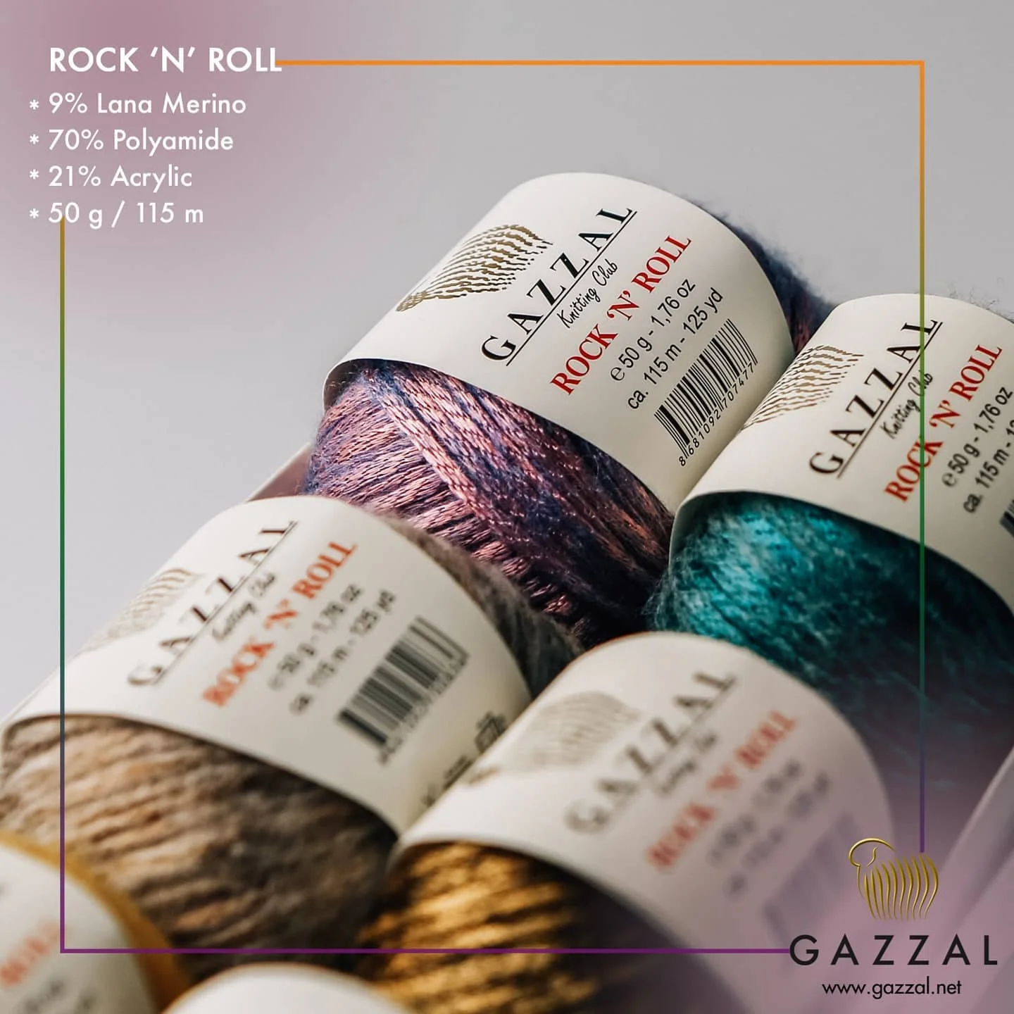 Lana Merino Rock Knitted Yarn 42 Color Options 115 Meters (50gr) Hand Knitting Yarn Ball - Gazzal Rock 25 Navidad - Sheep - Toys - Acrylic -