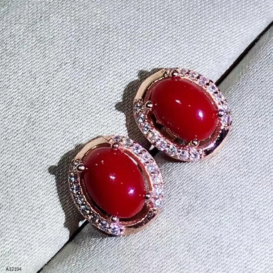 

KJJEAXCMY Boutique Jewelry 925 Sterling Silver Inlaid Natural Red Coral Luxurious Women's Earrings Support Detection