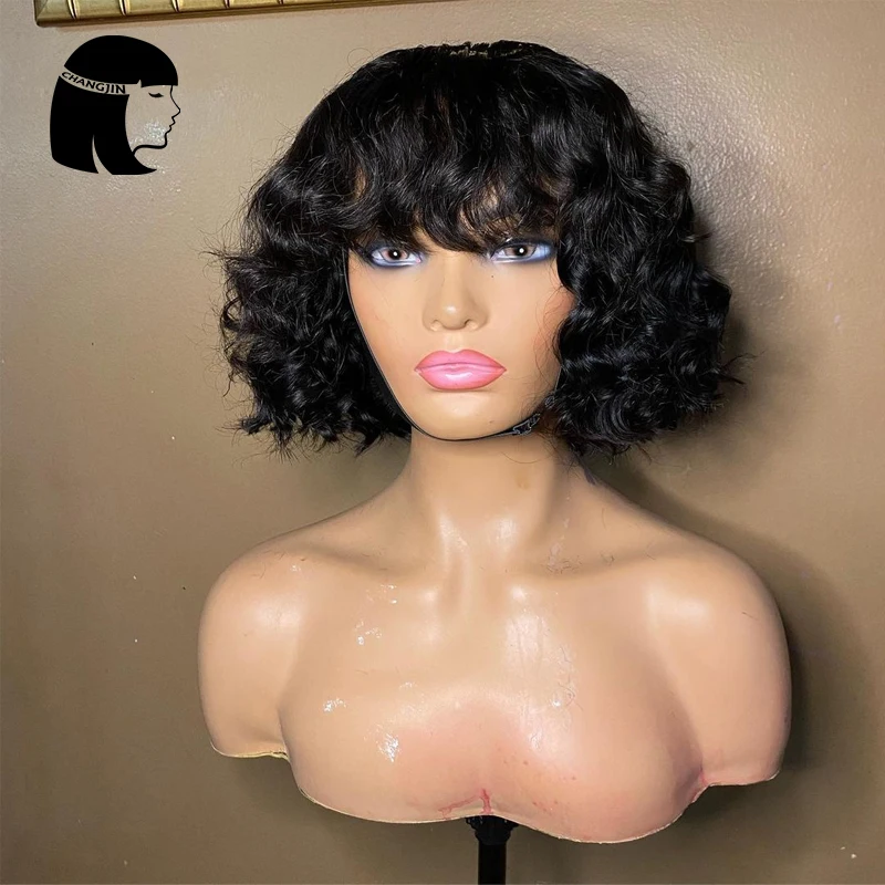 Wavy Full Machine Made Wigs Natural Color Brazilian Remy Machine Made Wigs For Women Human Hair For Daily Wear