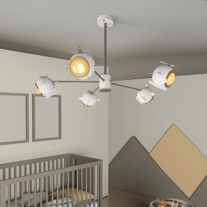 Creative Helicopter Led Chandeliers Children\'s Room Pendant Lamps For Living Room Bedroom Indoor Hanging Lightings Flyer Dream