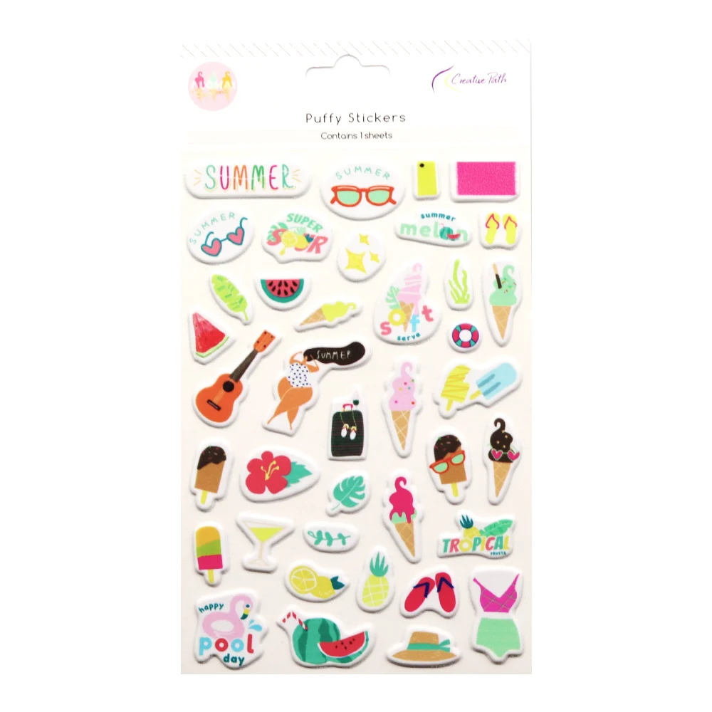 

Creative Path Puffy Motif Stickers Self Adhesive Embellishments Summer DIY Craft For Scrapbooking Cardmaking Journal Decoration