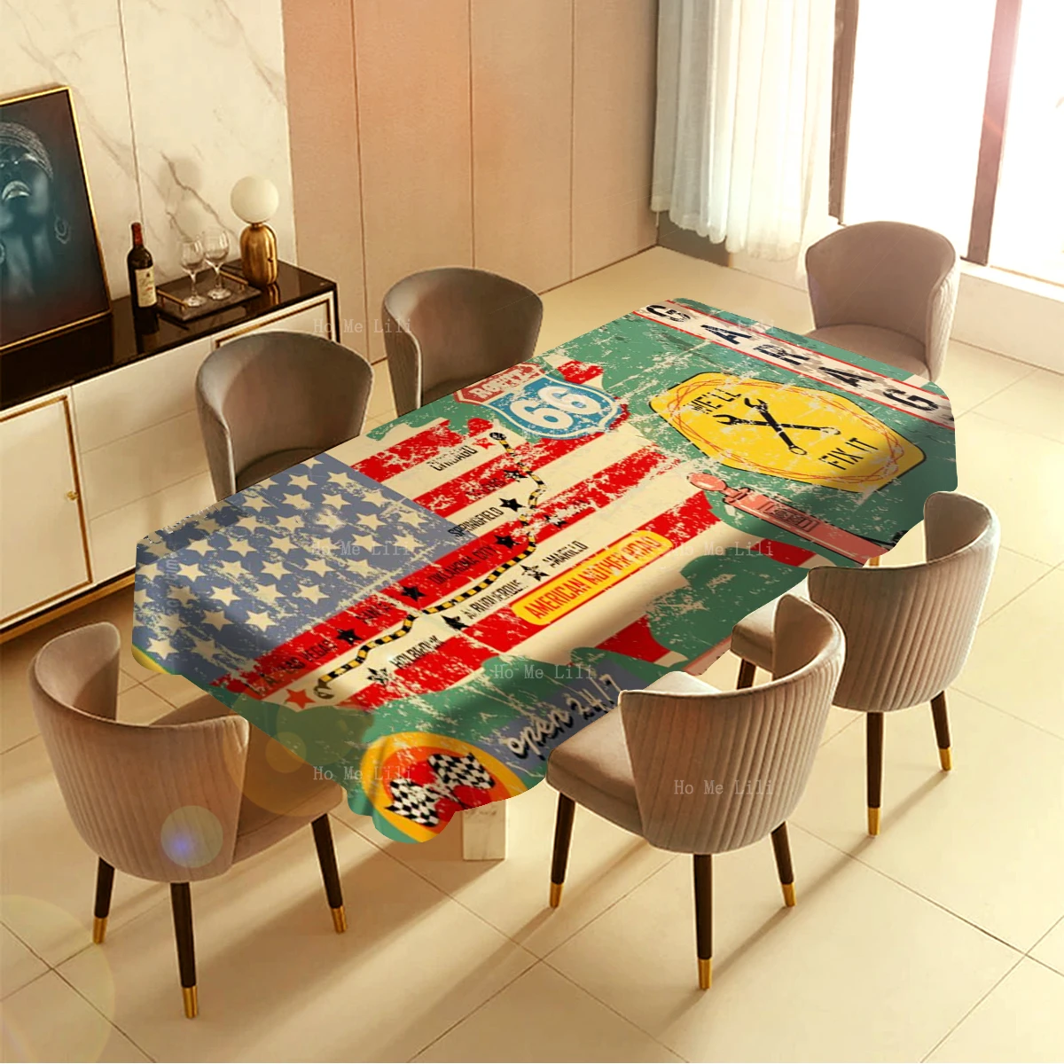 America Mother Road Vintage Route 66 New Mexico Moto Arizona Desert Grand Canyon Poster Tablecloth By Ho Me Lili Tabletop Decor