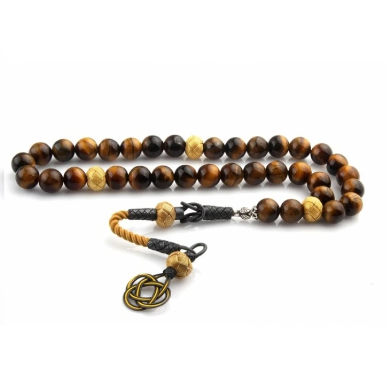 Pure 1000 Sterling Silver Tasseled Tiger Eye Stone Rosary For Men 33 Beads Tasbih High quality Jewelry Prayer Muslım Misbah Bracelet Handmade