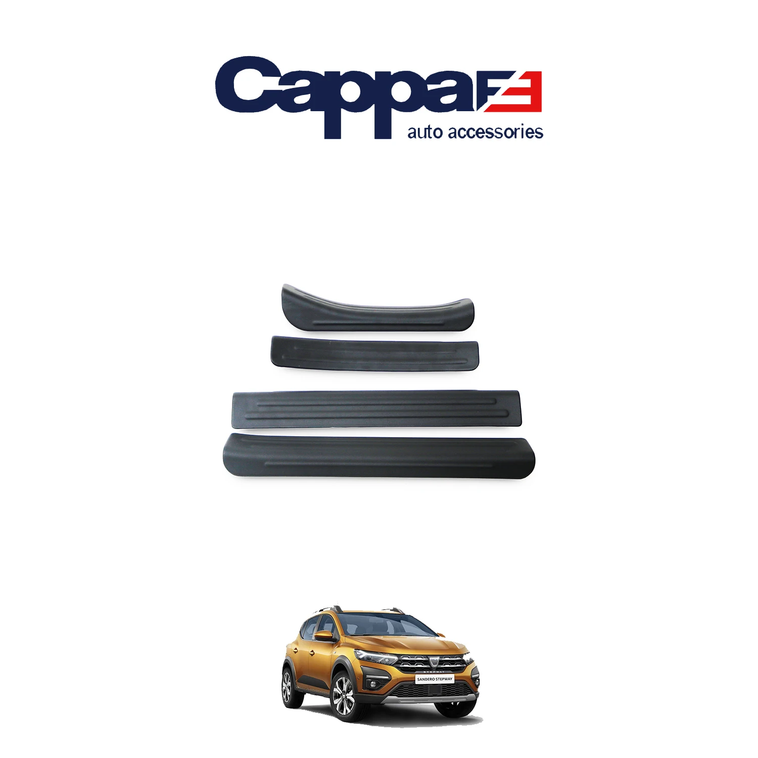 Cappafe Dacia Sandero After 2021- Year Door Sill 4 Pcs, Plastic ABS Matt Black Perfectly Compatible.