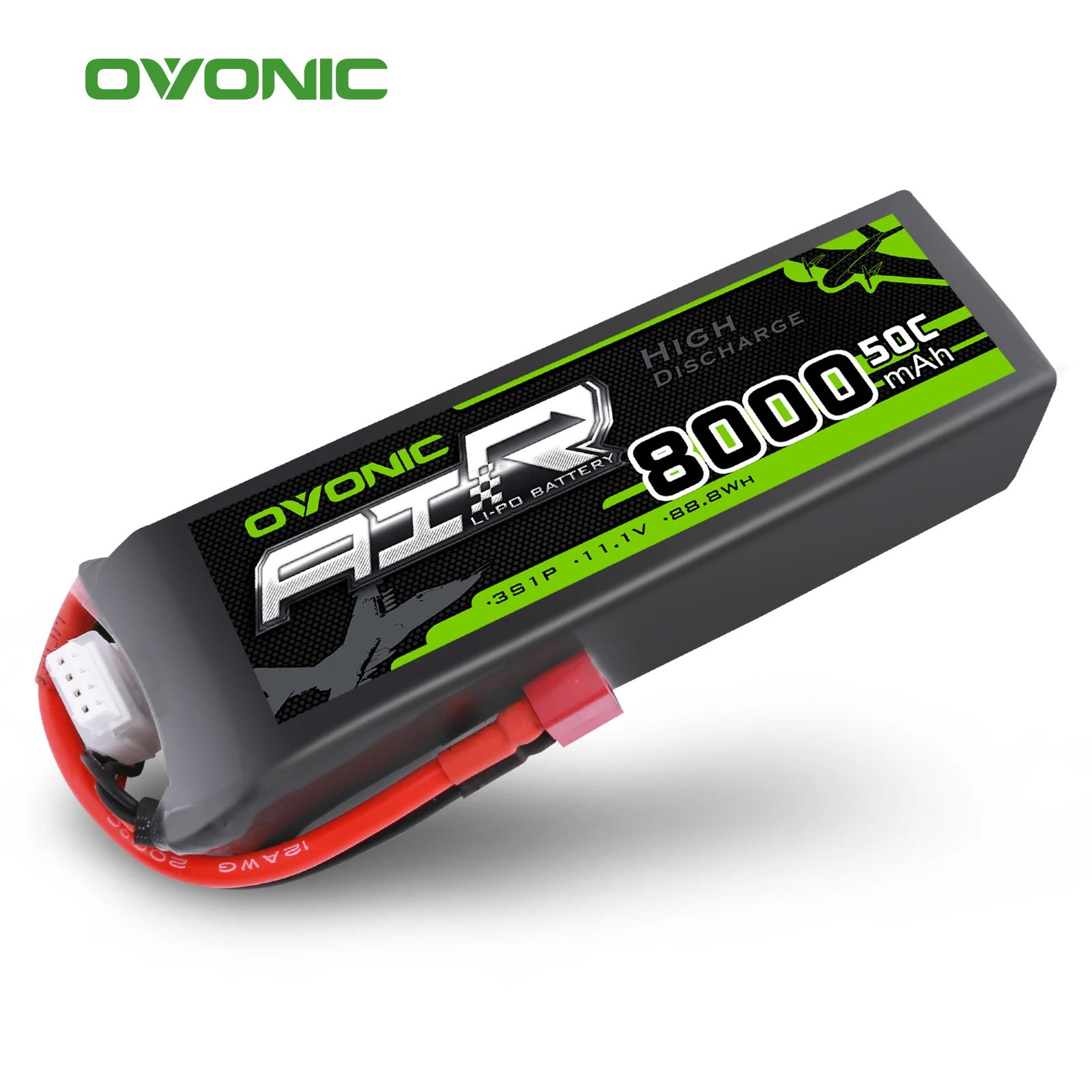 OVONIC 8000mAh  50C 11.1V 3S Lipo Battery with Deans Plug for 1/10 &1/8  Size RC Car Truck Quad Helicopter Drone Boat