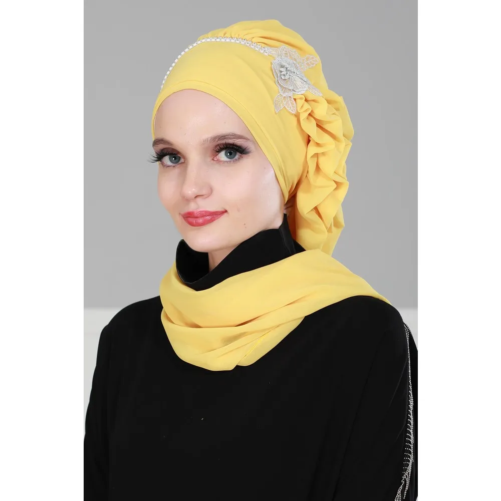 Bu Design Chiffon with hijab islamic scarf scarves women's scarf shawl women clothing hat muslim women hijab wedding wedding dress ornament