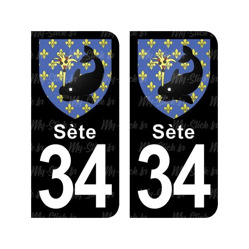 Sticker stickers License plate department 34 Sète region Occitania car