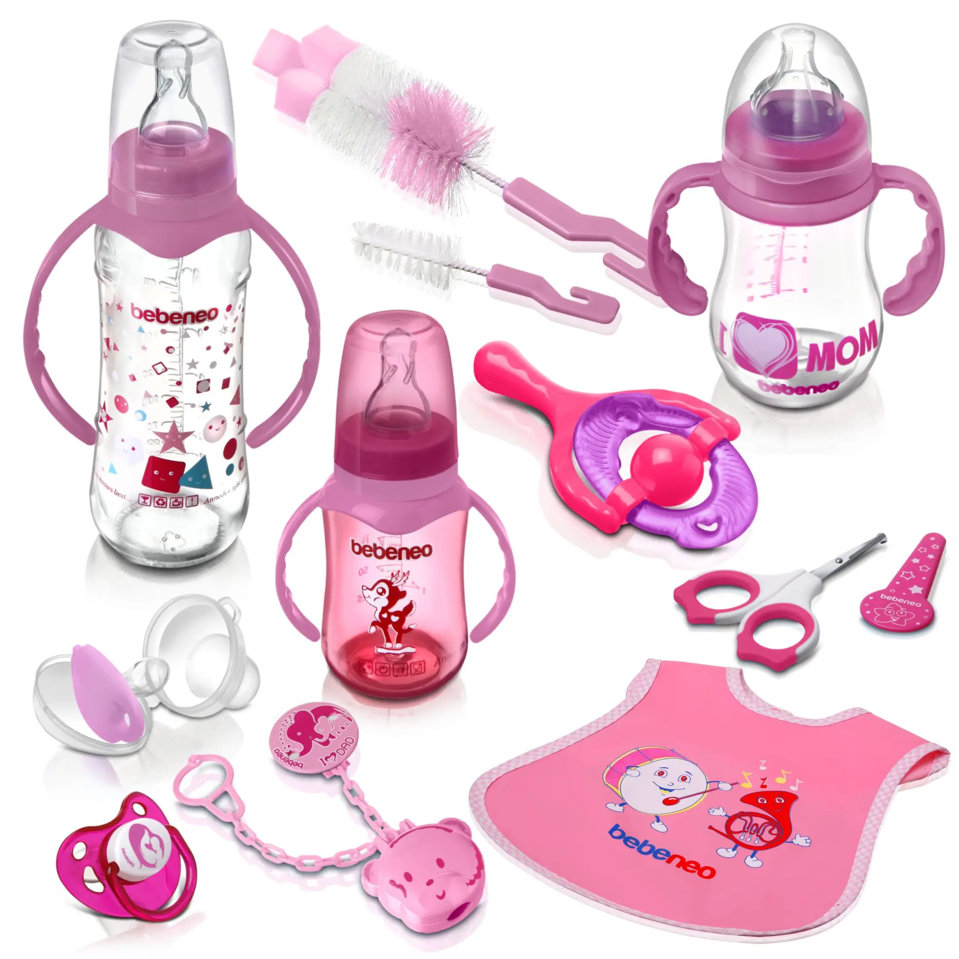 Feeding Bottle Set For 1 Year Old Babies - Premium 12+ Month Newborn Set | Consisting Of 12 Products Bib Pacifier Nail Clipper