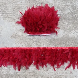 10-15 CM piume di tacchino rosso bordeaux Trim per la decorazione dell'abito da sposa pennacchi Marabou su frangia 2 metri accessori di abbigliamento