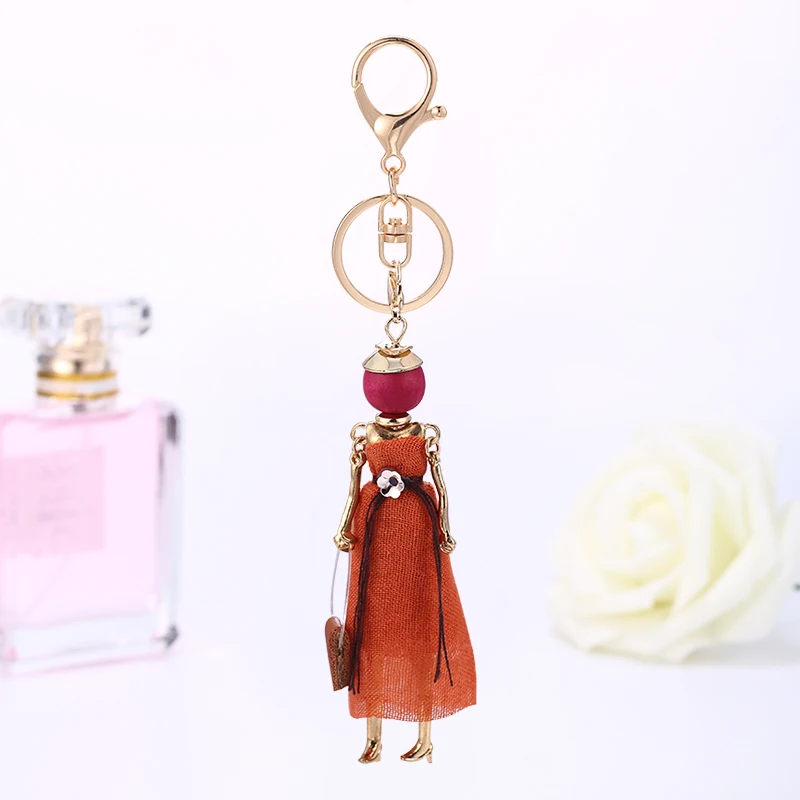 HOCOLE Fashion women cute doll bag keychain new trendy baby car pendant girls Flower key chains lovely Christmas gifts