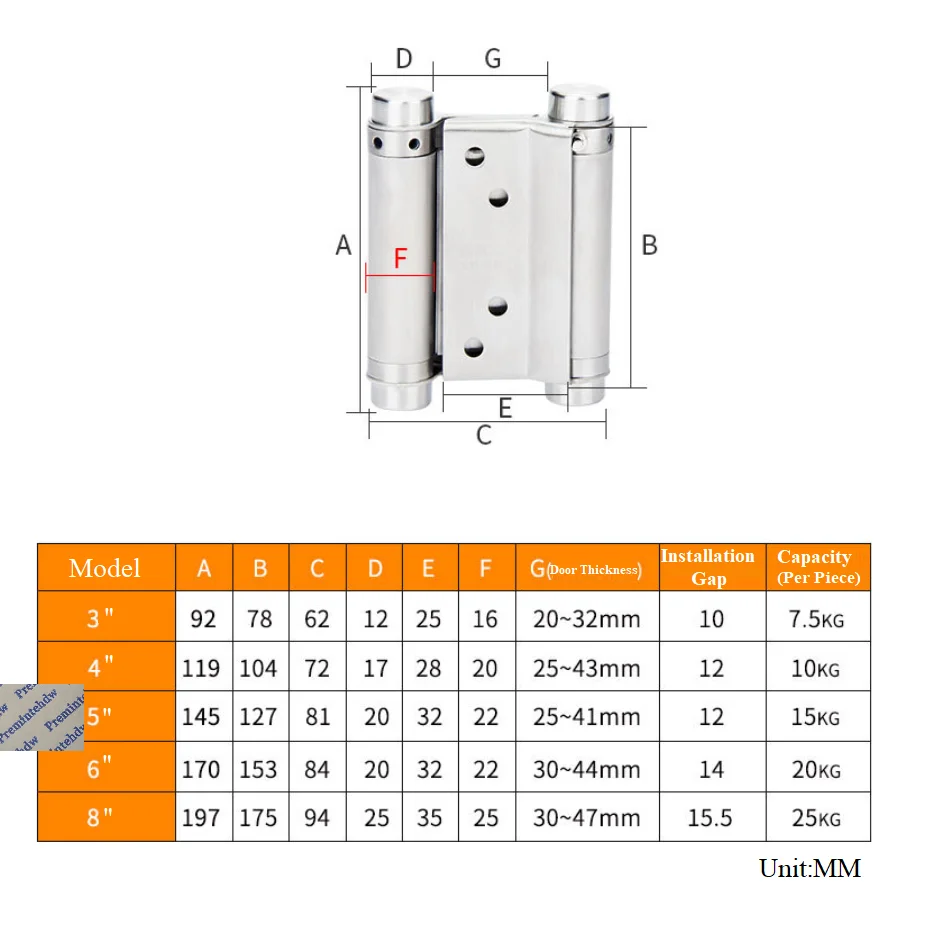 2Pcs Stainless Steel Double Action Spring Hinge Tension Adjustment Cafe Saloon Bar Pub Toilet Swing Door