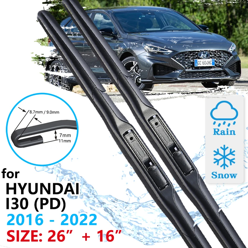 Car Front Wiper Blade For Hyundai i30 PD Elantra GT 2016~2022 Windscreen Windshield Windows Wipers Accessories 2021 2020 2019