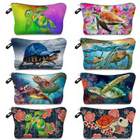 Lovely Ladies Sea Turtle Travel Cosmetic Bags Heat Transfer Makeup Bags Storage Bag Pens Eraser Women Cosmetic Bags For Make Up