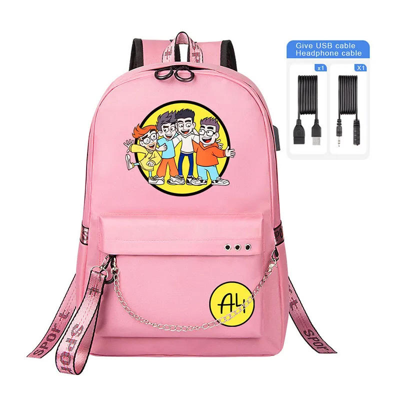 Mochila escolar de dibujos animados A4 Lamba Friend Merch A4, bolsa de libros USB para niños adolescentes, bolso de hombro para computadora portátil