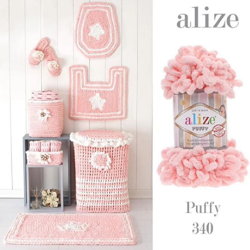 Alize Puffy Yarn (Free Shipping ! ) 4 LOT/BALLS 100g Finger Crochet Amigurumi Knitting Velvet Plush Soft Baby Blanket Bulky Loop