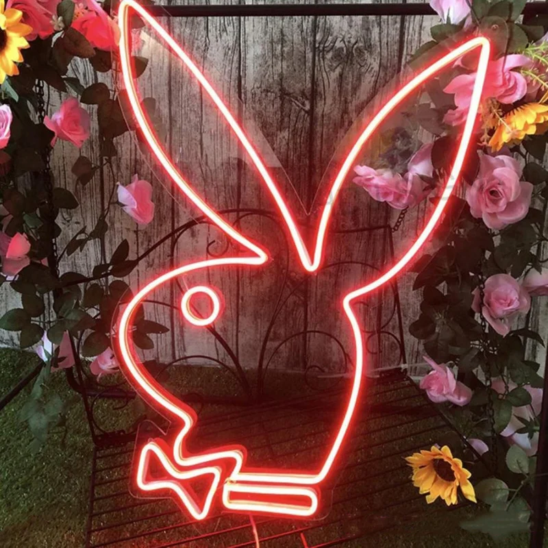 Rabbit Bunny Play Boy USB Neon Signs Wall Bar Living Room Decor Neon Neon Light Gift For Friend