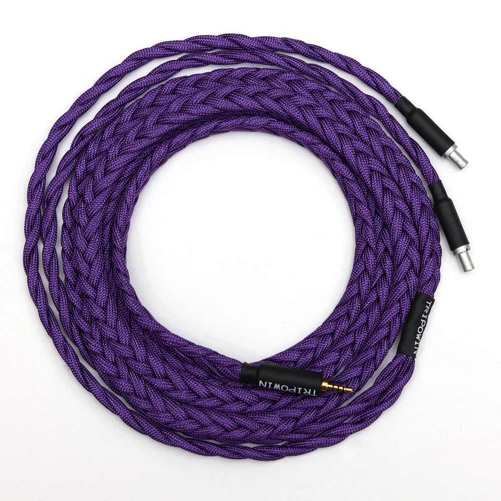 Tripowin GranVia 26AWG 36 Stränge x 4 Core Handgemachte Kopfhörer Ersatz Kabel für HD650 HD580 HD800 HIFIMAN ANANDA Lila – Detail 7