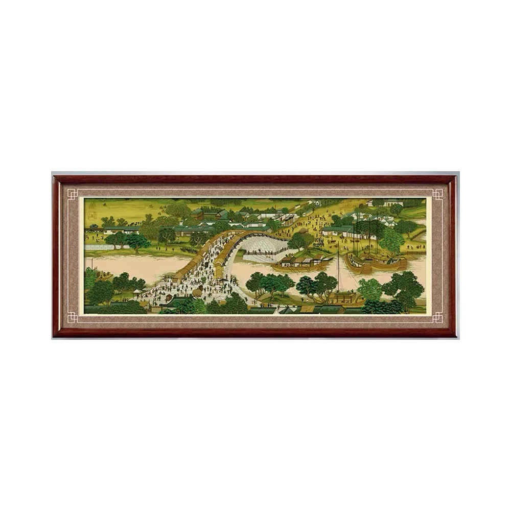 Along the River During the Qingming Festival Landscape Stamped Cross Stitch Kit Embroidery needlework set