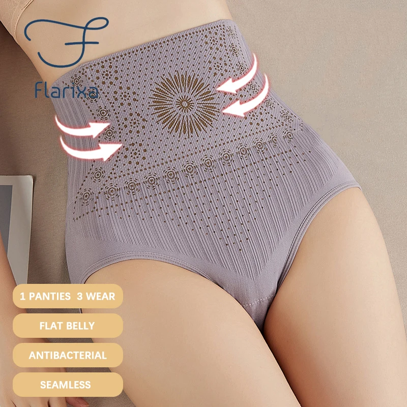 Flarixa Seamless Women\'s Panties High Waist Flat Belly Panties Body Shaping Underwear Comfort Postpartum Abdominal Pants Briefs