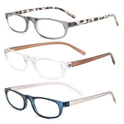 Kobiety paczka okularów do czytania mężczyźni Retro przezroczyste soczewki owalne szary wzór w cętki Square Fashion Brown Reader Eyewear + 1.5 2.0 2.5 3.0