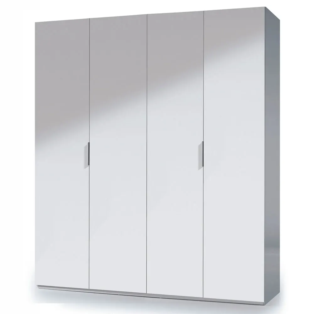 4-door wardrobe, bright white Color, bedroom wardrobe, double room cabinets. 200 measures x 180x52 cm background