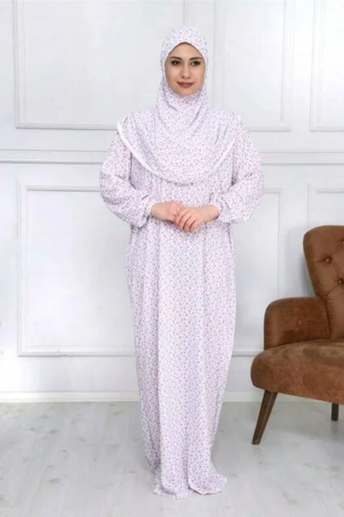 Muslim Full Cover Prayer Abaya Dress Freesize Islamic Traditional Cotton Made in Turkey Female Thin Awe One 1 Piece Hijab