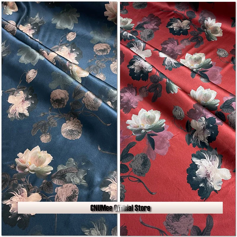 

CNUM SP957 Pure Silk/ Flower Series /Silk Fabric 92% Silk 8% Spandex Elastic/ Width 1.48yd Thickness 19momme