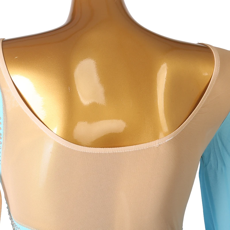light blue Figure Skating Dress Women girl Ice Skating Dress Gymnastics Costume custom crystal rhinestone B087
