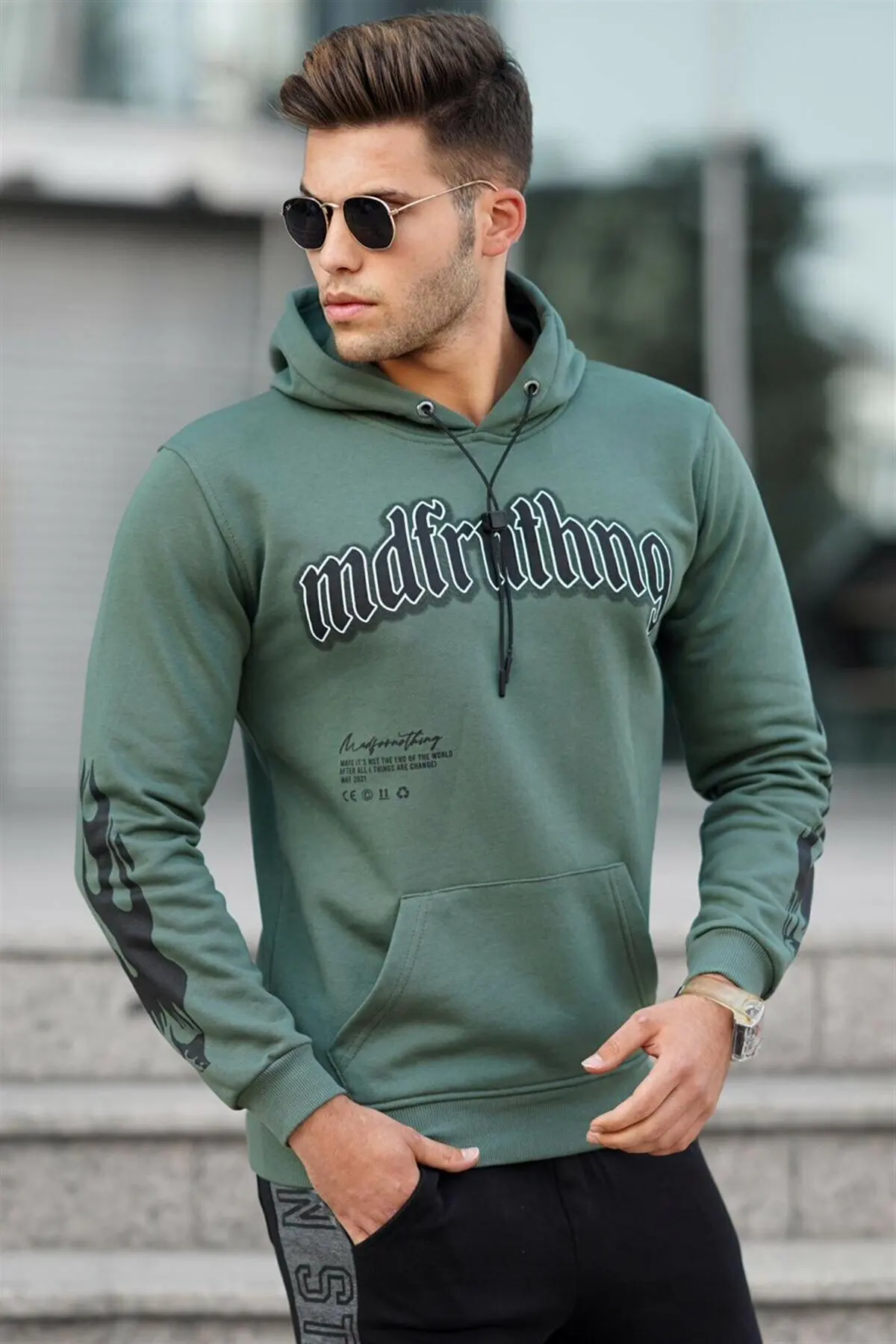 Men's White Printed Cotton Polyester Fabric Sweatshirt Pullovers 2021 Winter Season Stylish Design High Quality