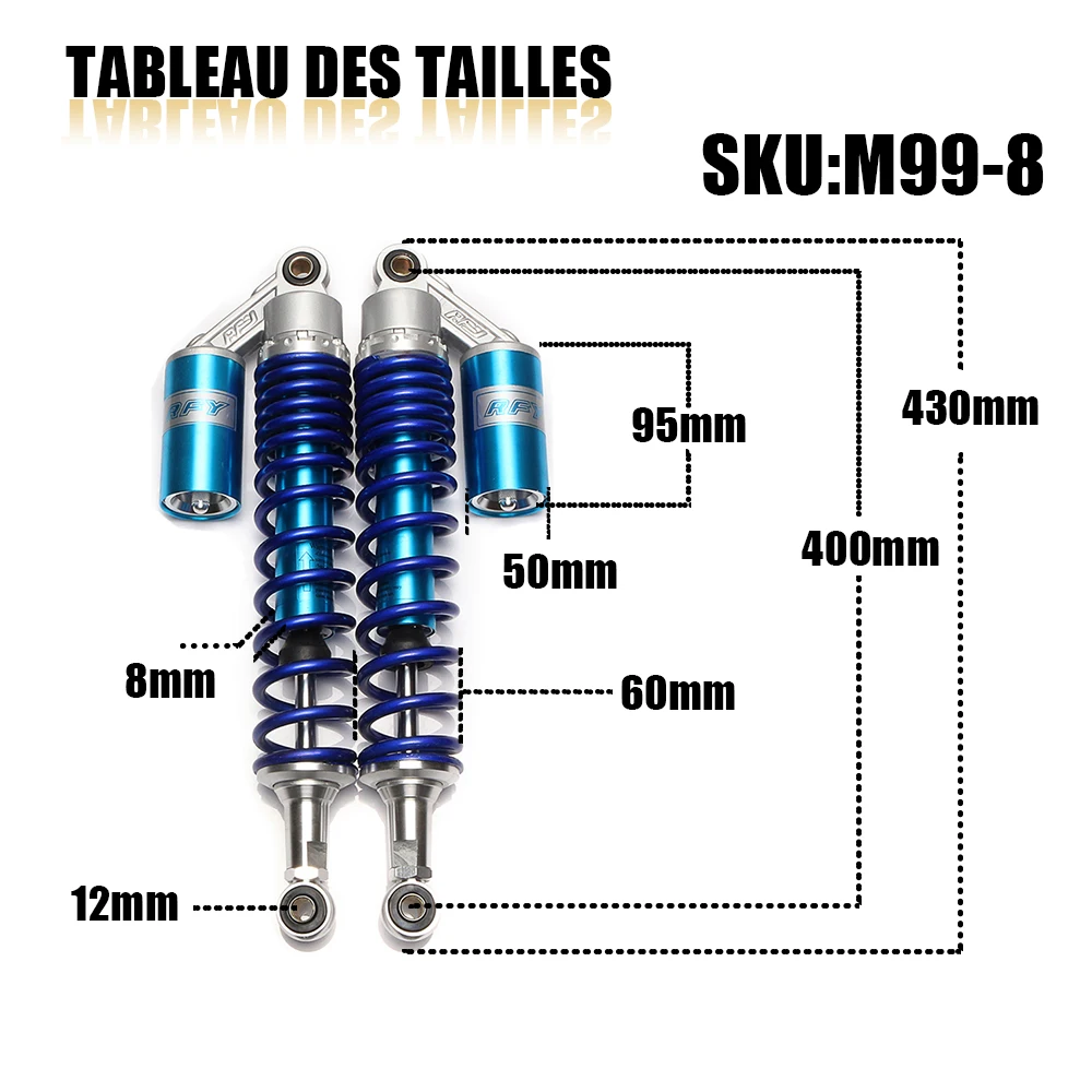 400mm Universele Motorfiets Schokdemper Luchtbescherming Vallen Motor Crossmotor Scooter Quad ATV VVT Schokdempers Lente