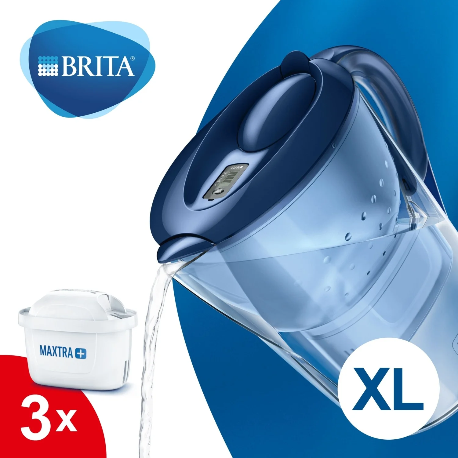 Brita Marella XL Cool Water Filter Jug and Cartridges Starter Pack, White-Blue