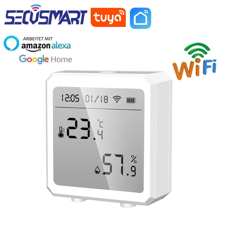 Tuya Smart WiFi Humidity Detector Temperature Sensor Indoor Hygrometer Thermometer With LCD Display Support Alexa Google Home