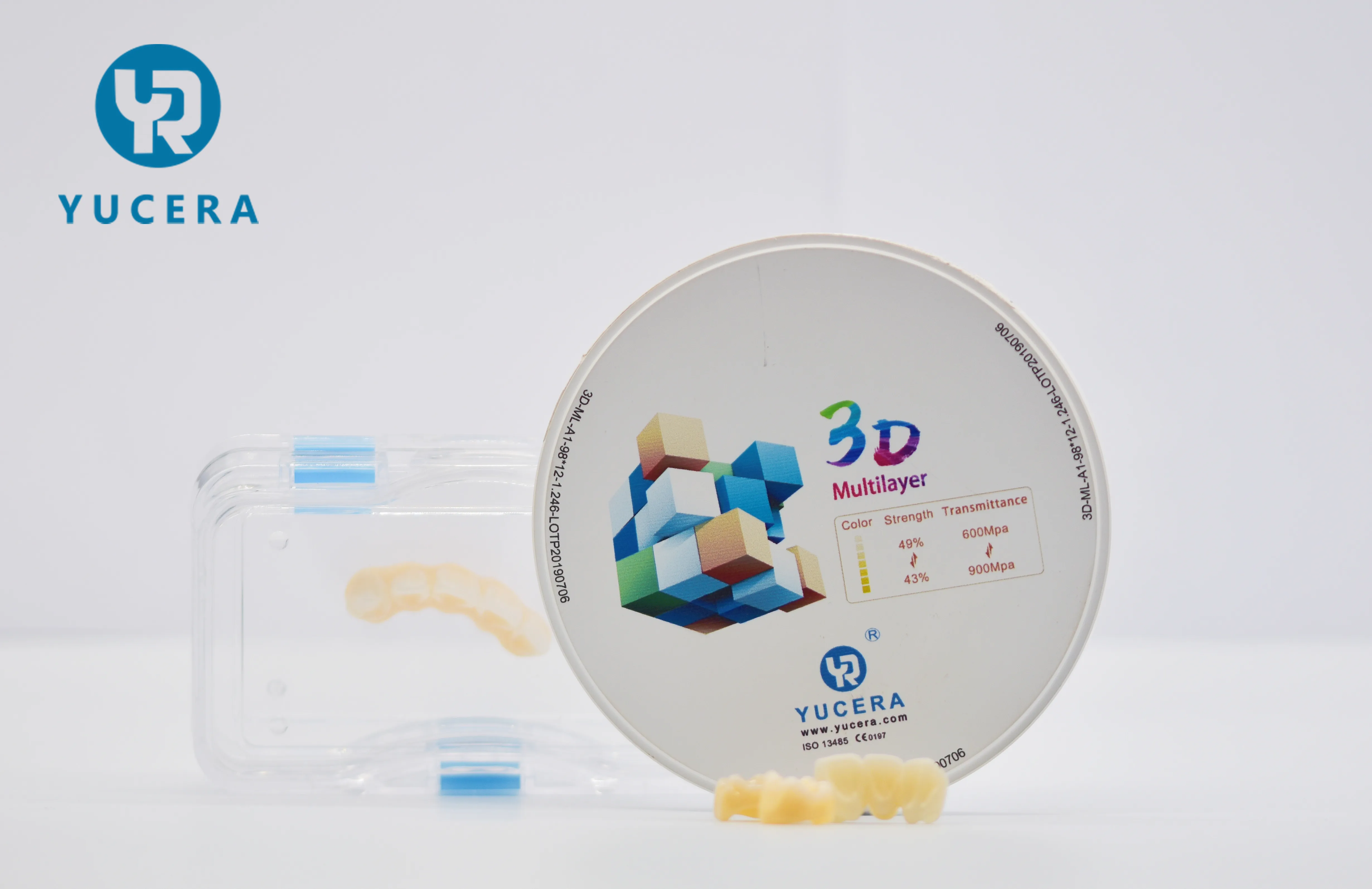 

Yucera 3D plus Multilayer zirconia block cad /cam system ceramic block open system 98mm×25mm for lab