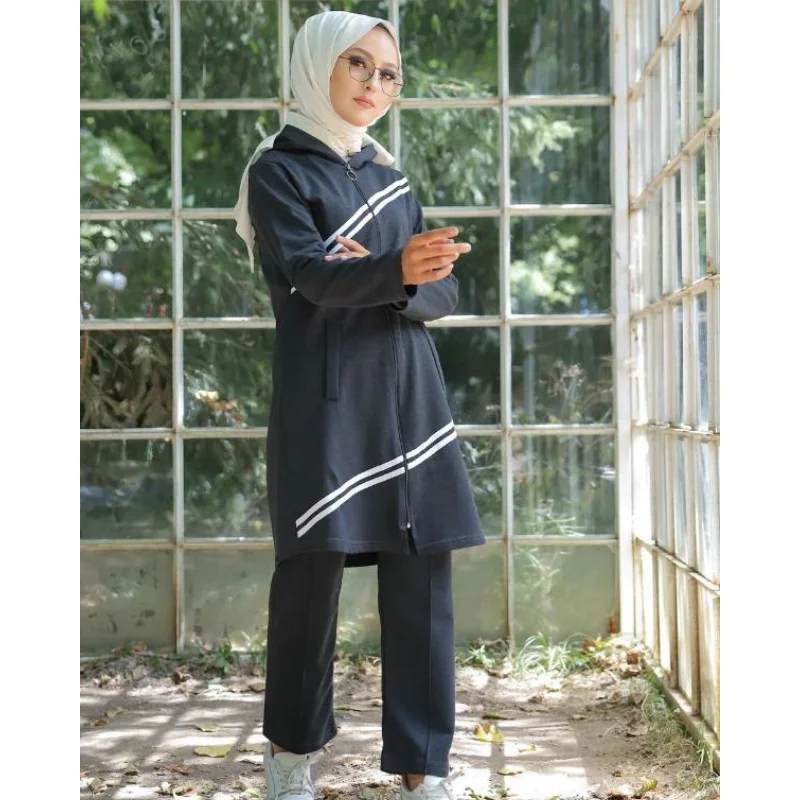 Newsezon tracksuits zipper bottom top muslim fashion arabia Dubai fashion turkey evening dress abayas hijab clothing muslim sets